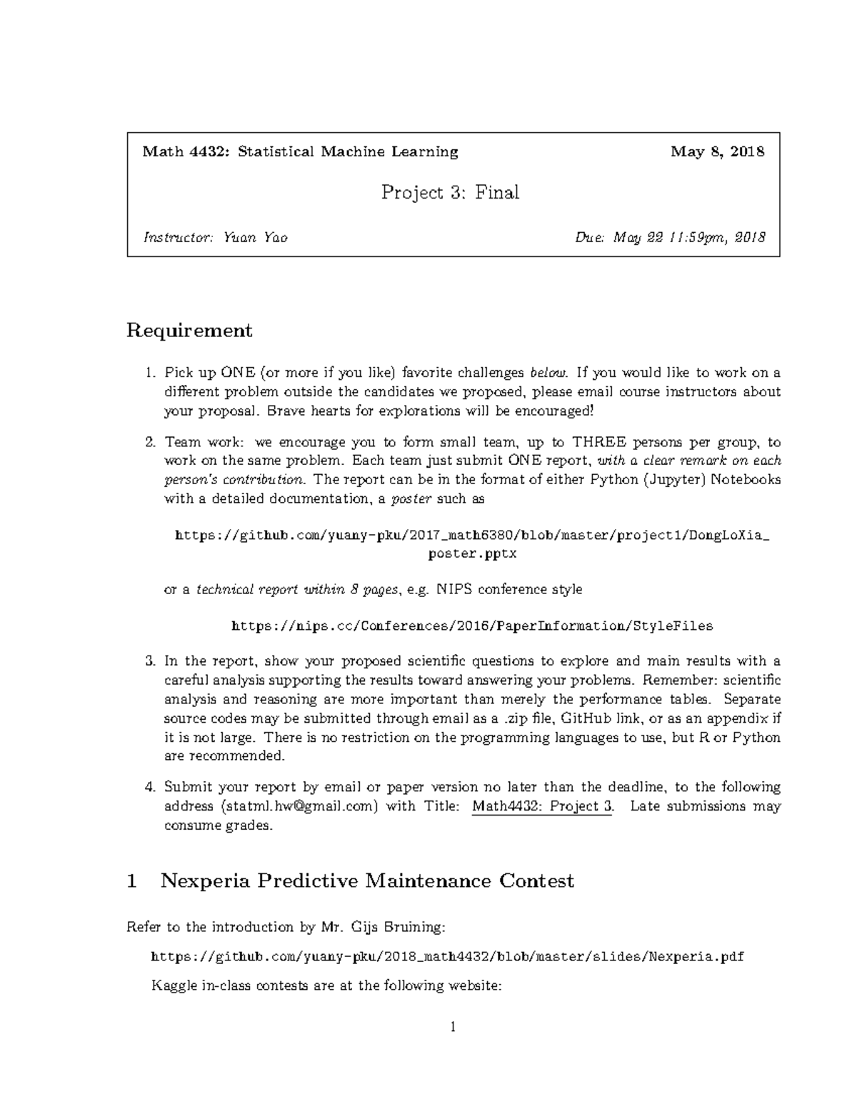 Math 4432: Project 3 - Final Report on Statistical Machine Learning ...