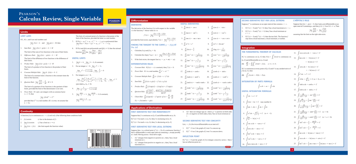 Calculus I & II: Comprehensive Review Notes for Final Exam - Studocu