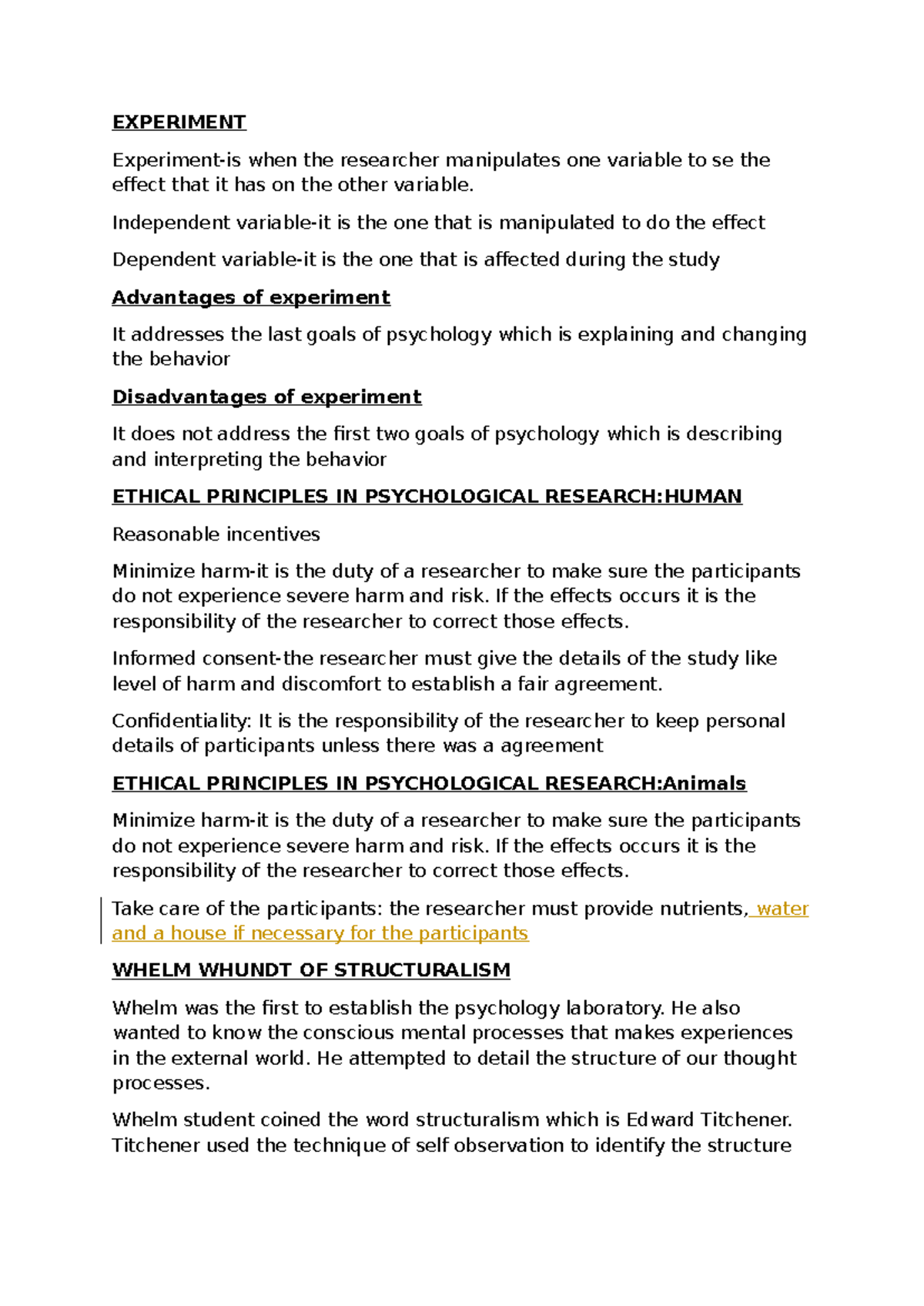 Psychology Chapter 1: Experiments & Ethical Principles - Studocu