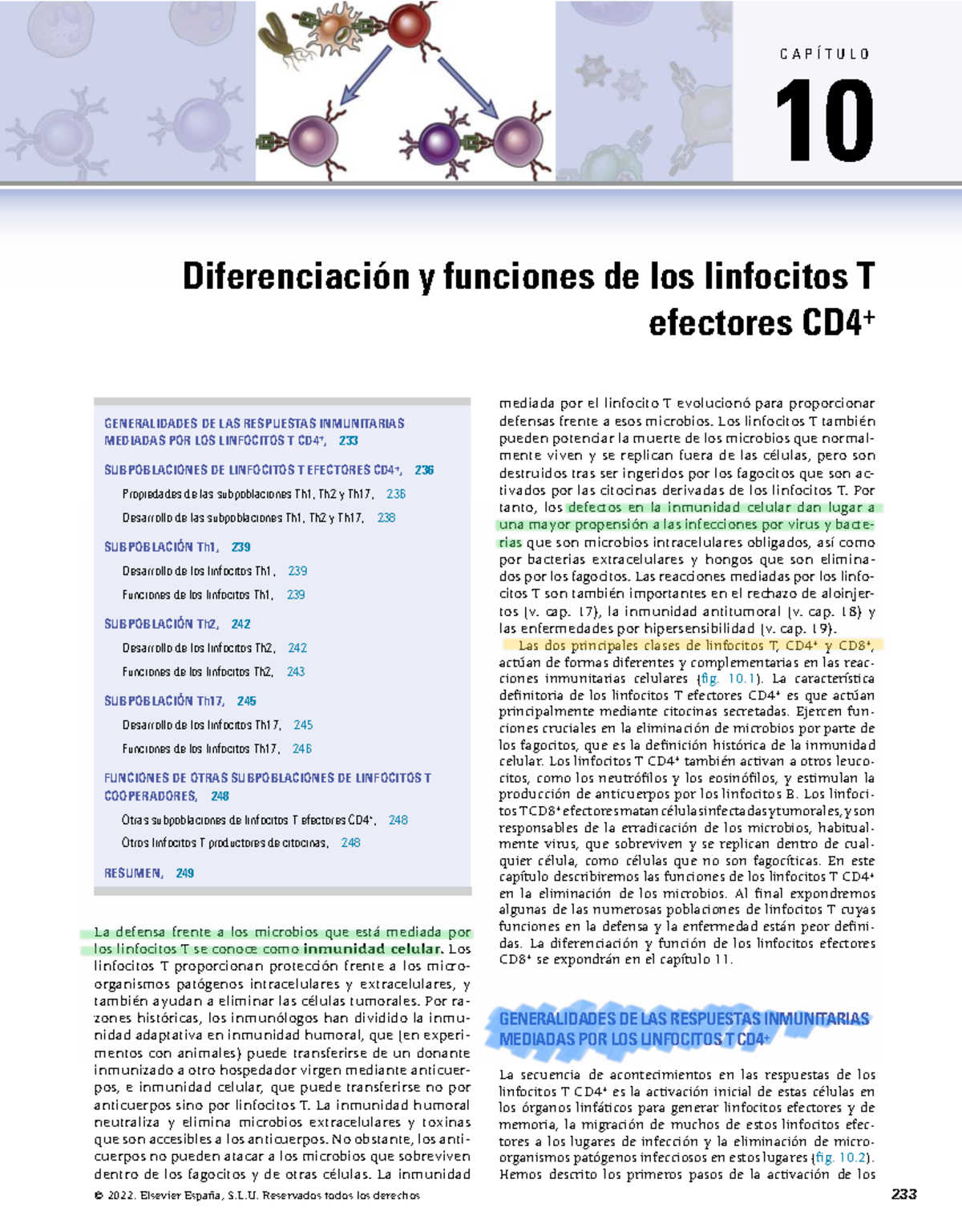 Cap 10 - Diferenciación y Funciones de Linfocitos T Efectores CD4 ...
