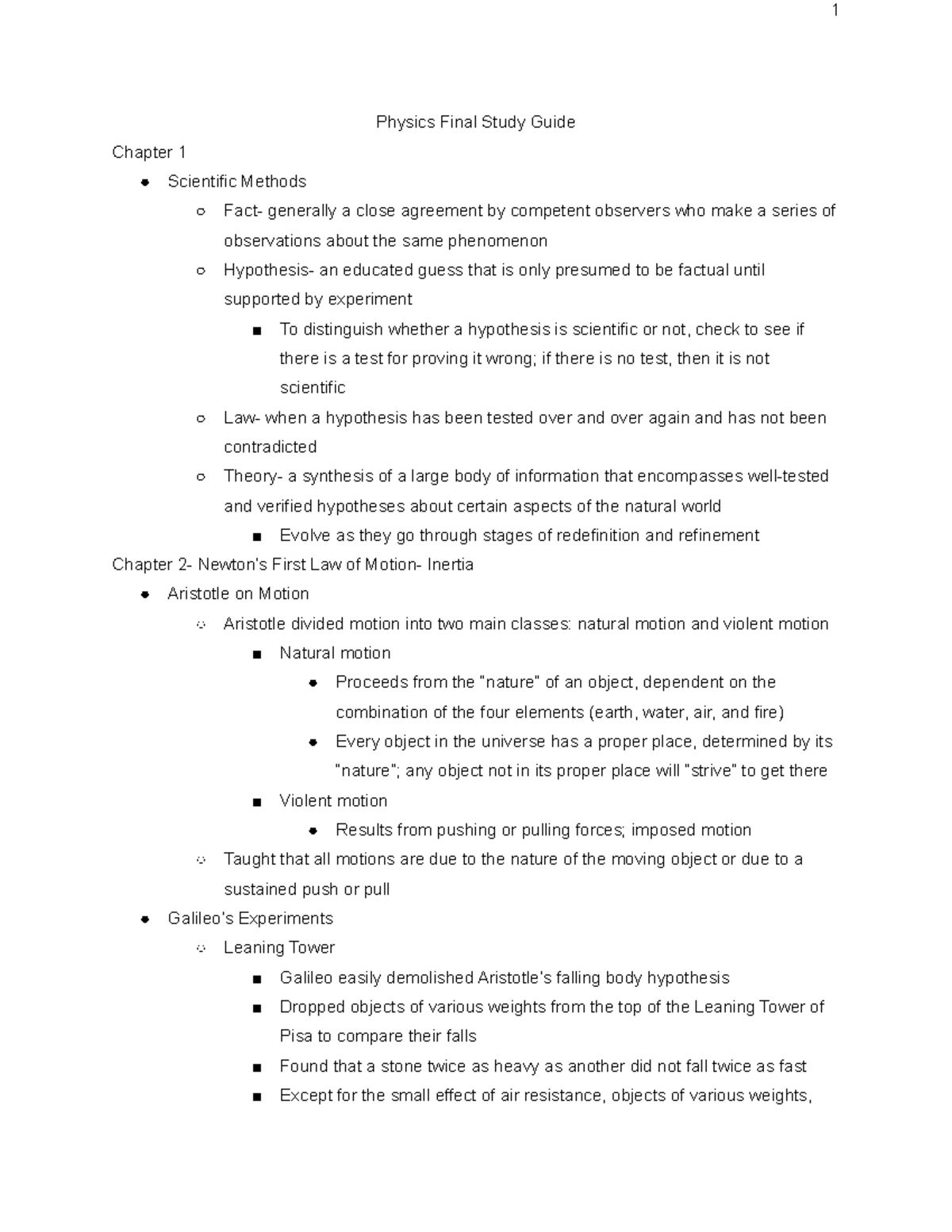 Conceptual Physics PH101 Final Exam Study Guide: Key Concepts and Laws ...