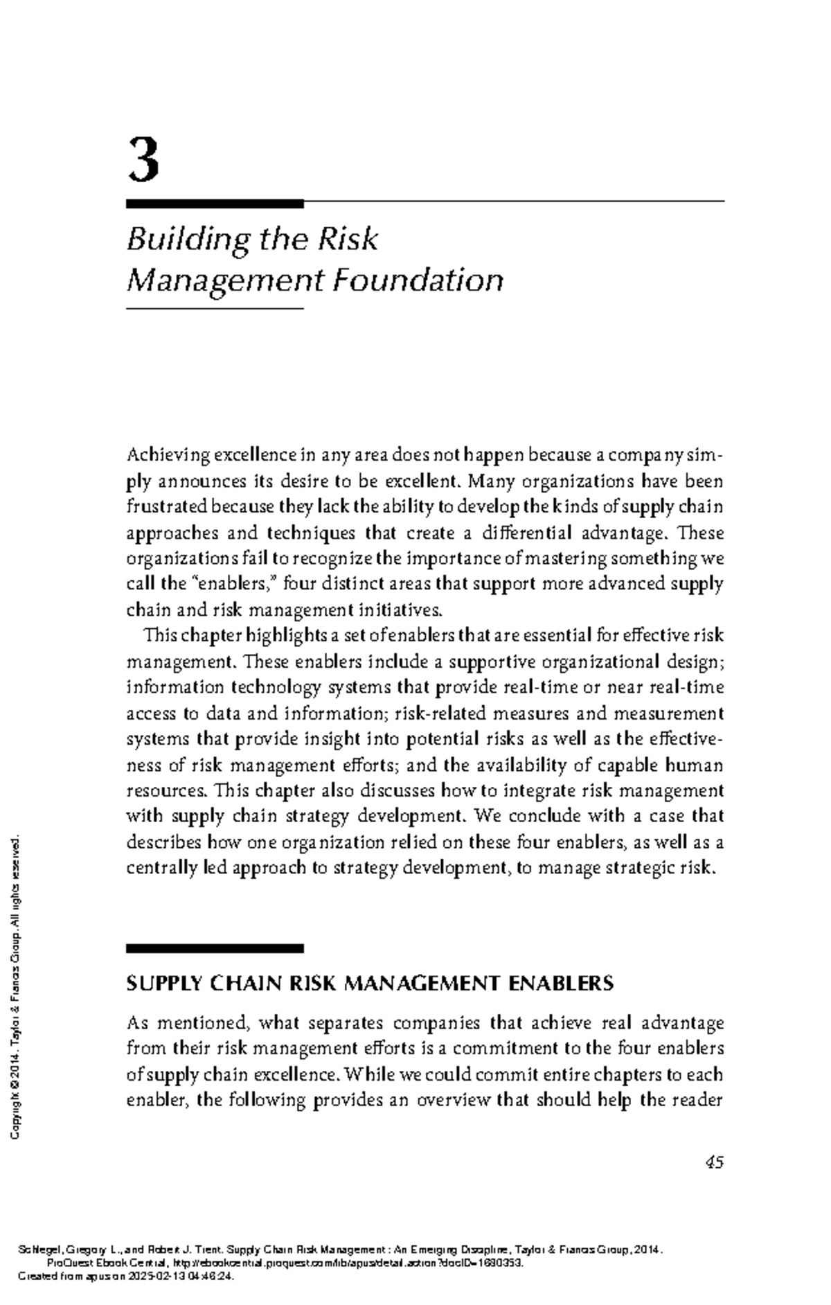 HIST 202: Chapter Notes on Building the Risk Management Foundation ...