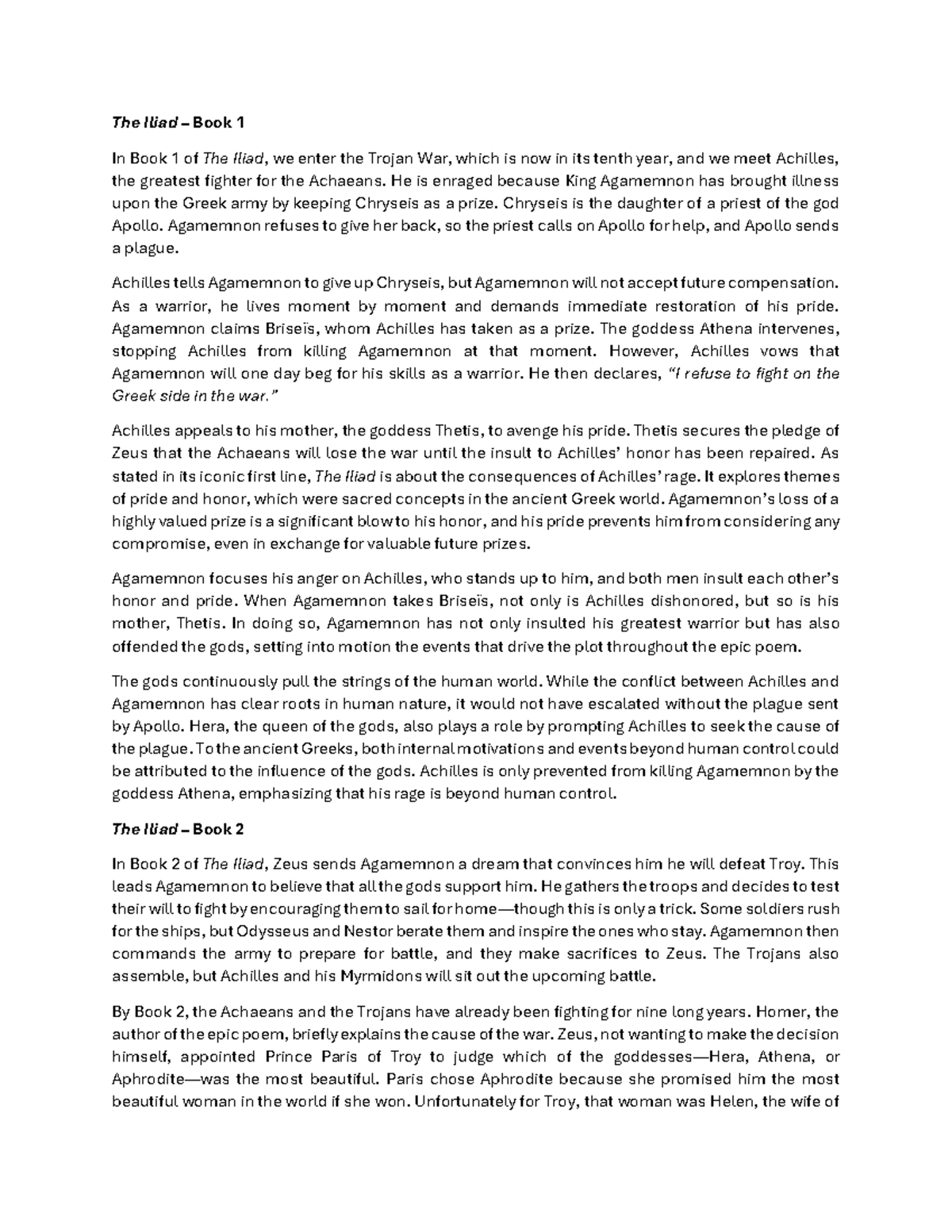 WLIT Addtl Resources - world literature notes - The Iliad – Book 1 In ...