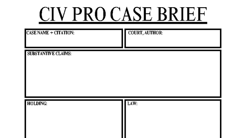 Civ Pro Case Brief Outline: Key Facts & Legal Principles - Studocu