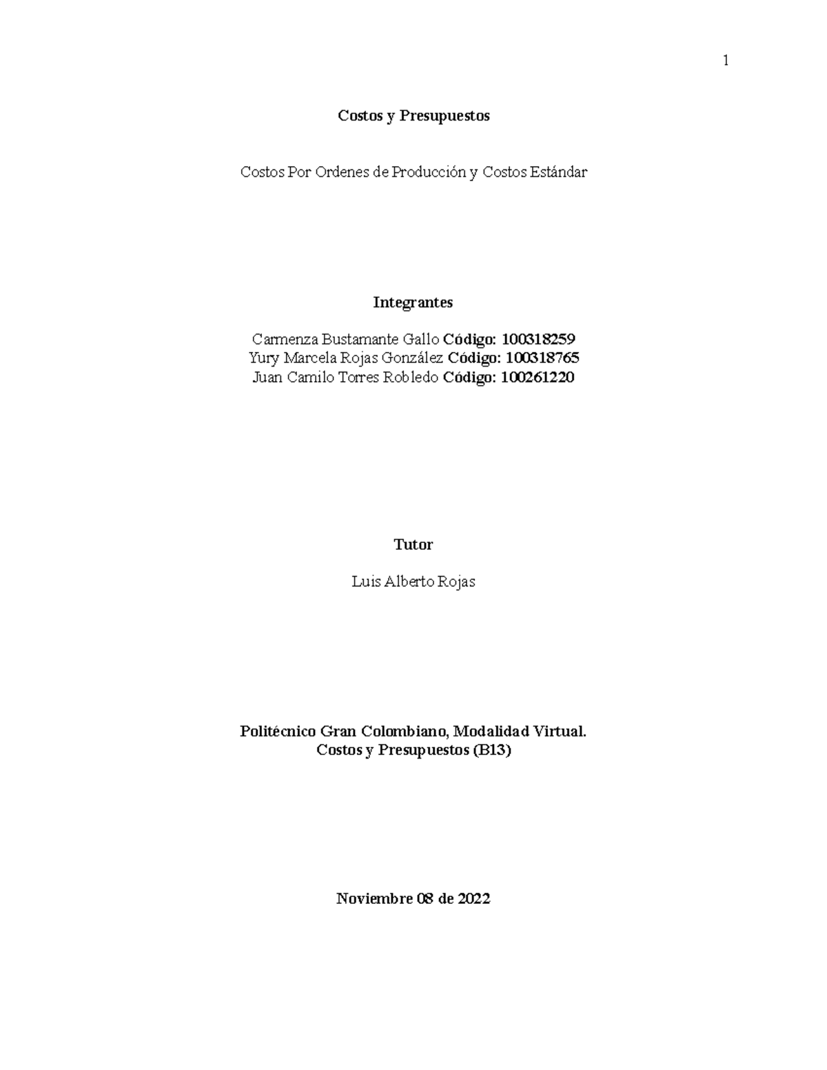 Entrega 2: Análisis de Costos y Presupuestos (B13) - Escenario 5 - Studocu