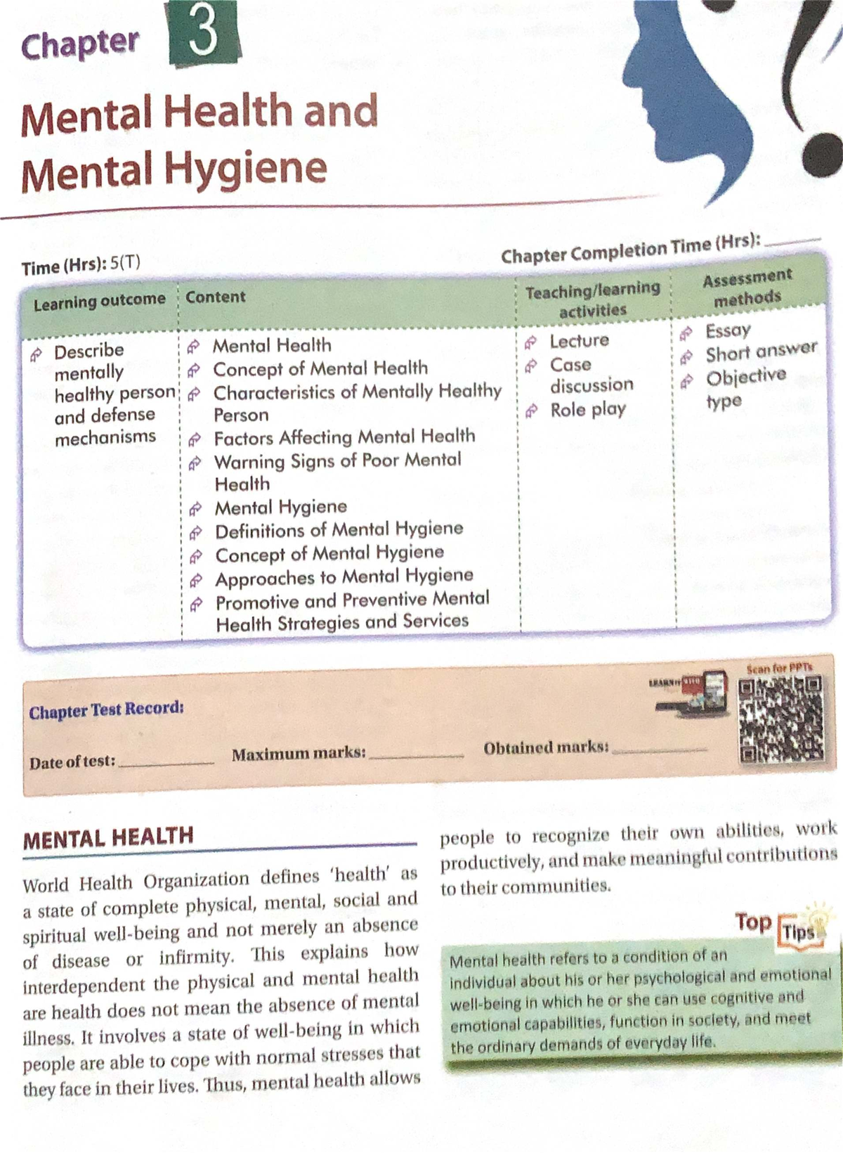 Chapter 3: Mental Health and Mental Hygiene (BSc Nursing) - Studocu