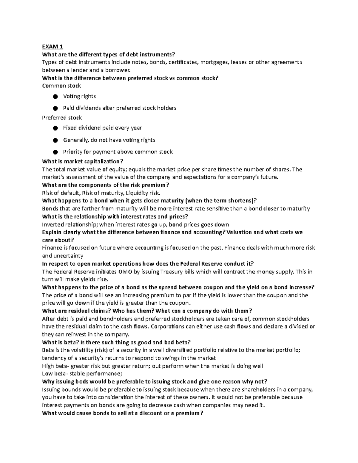 Final Exam Study Guide (FIN 101) - Key Concepts & Notes - Studocu