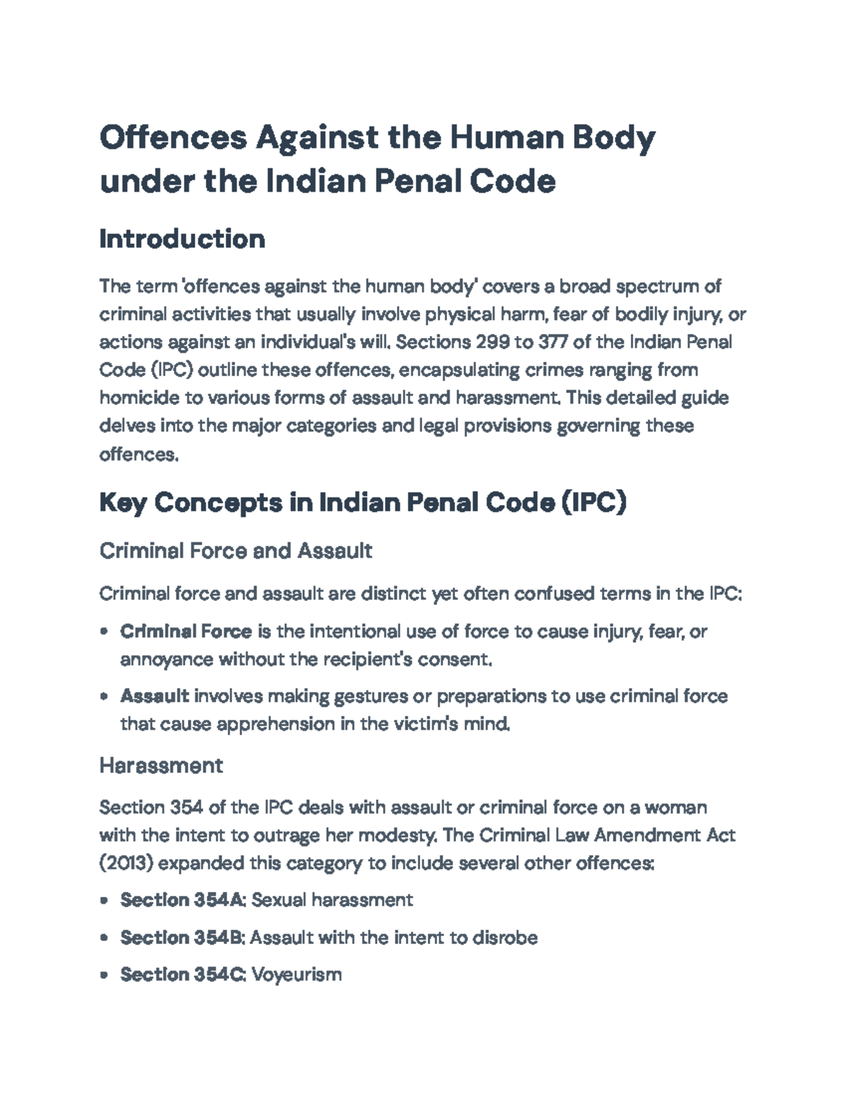 Offences Against the Human Body under the Indian Penal Code (IPC ...
