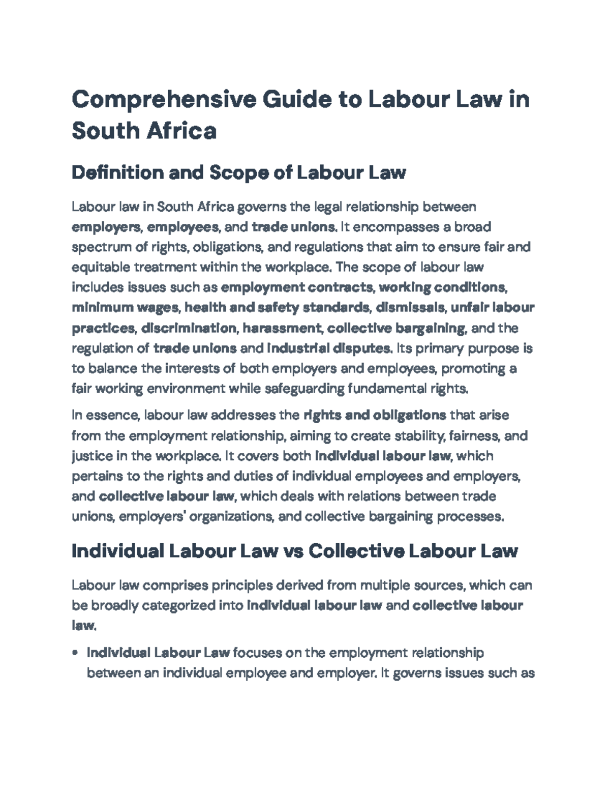 Comprehensive Overview of Labour Law in South Africa (LHR101) - Studocu