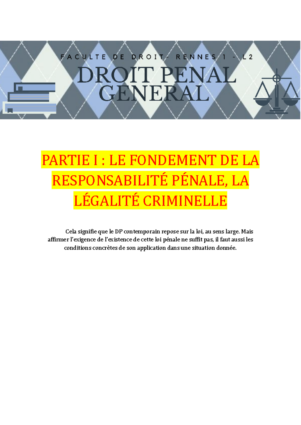 Partie 1 - Titre 1 - Chapitre 2 : Qualités de la Loi Pénale en Droit ...