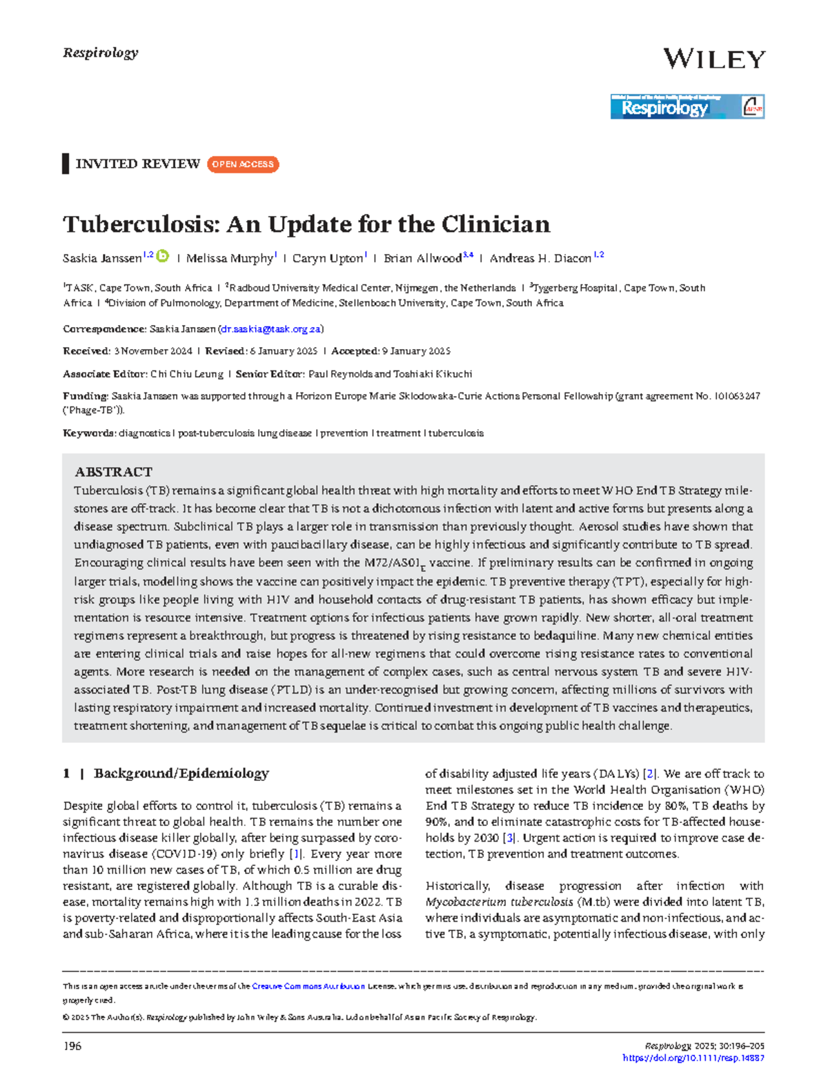 Tuberculosis Update for Clinicians: Insights and Advances in Treatment ...