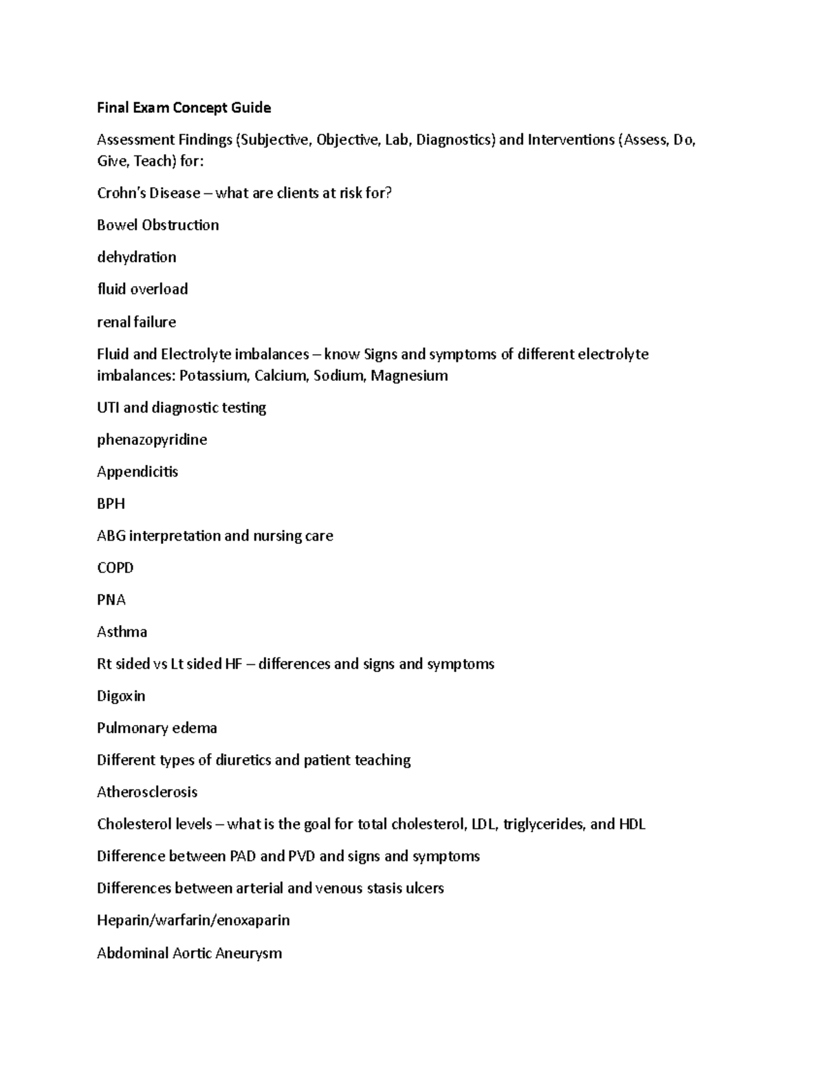 PN2 Final Exam Study Guide: Key Concepts & Nursing Interventions - Studocu