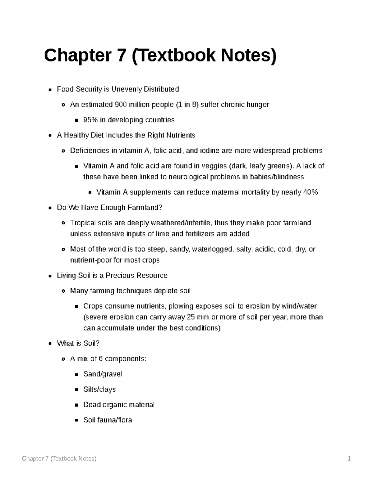 Chapter 7 Textbook Notes: Food Security and Soil Management Insights ...