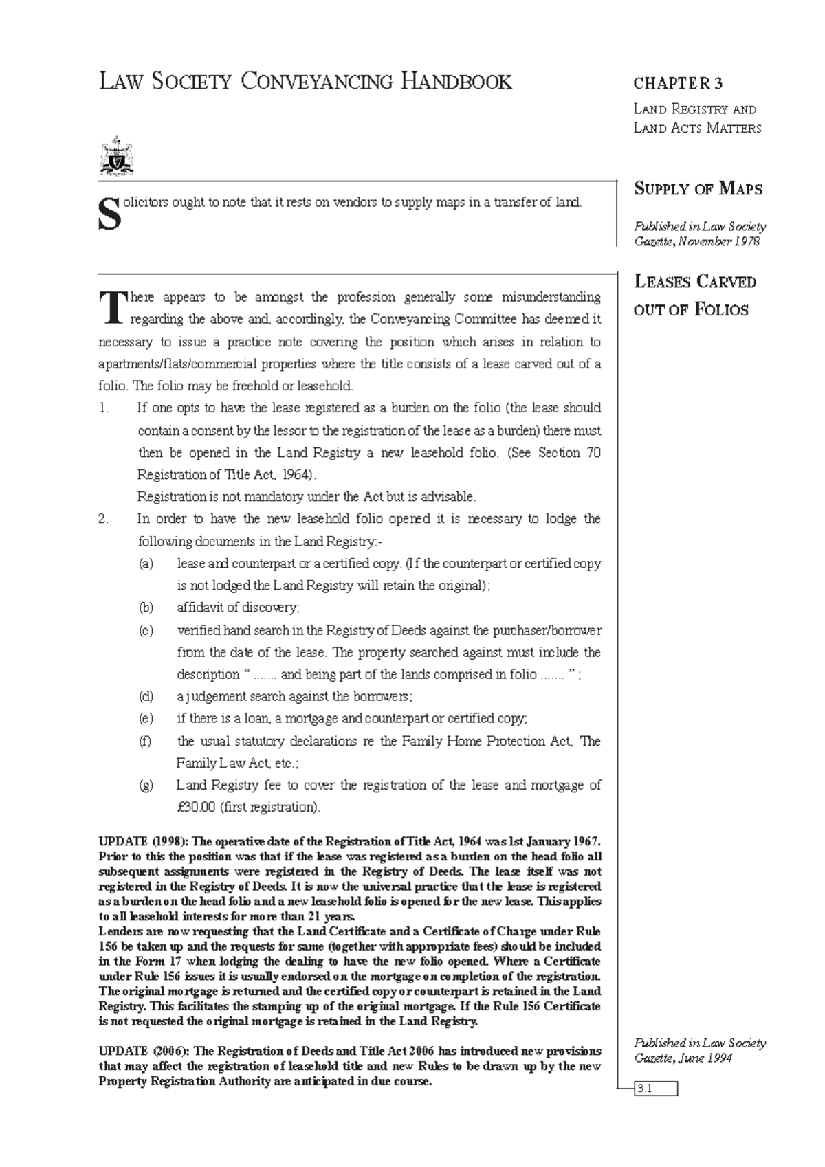 Chapter 03 - LAW - Conveyancing Law Society Notes on Land Registry ...
