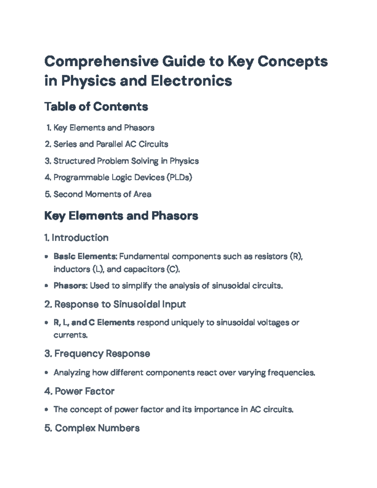 Physics & Electronics: Key Concepts Guide (PHYS 101) - Comprehensive ...