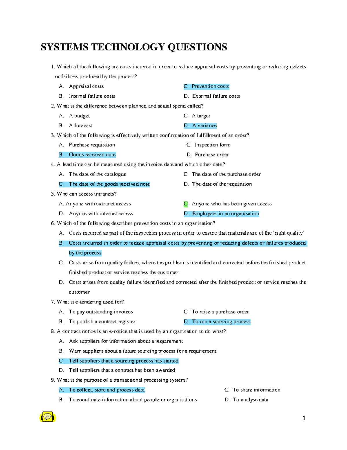 Systems Technology Revision KIT updated (1) plus Answers - SYSTEMS ...