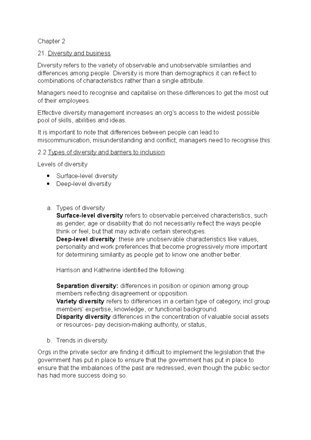 Chapter 2: Diversity and Inclusion in Organisational Behaviour - Studocu