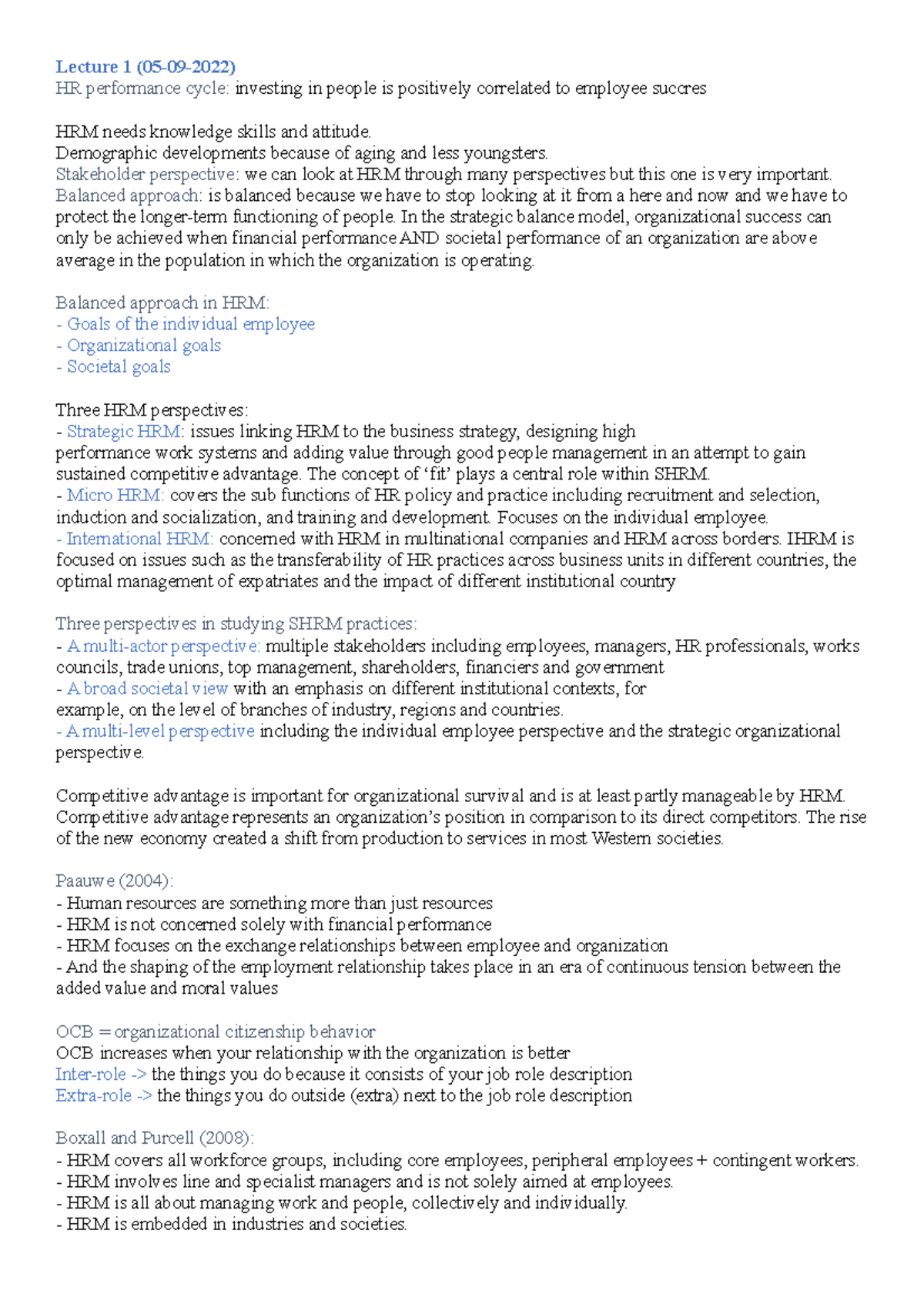 Strategic Human Resource Management - Lecture Notes (SHRM 101 ...
