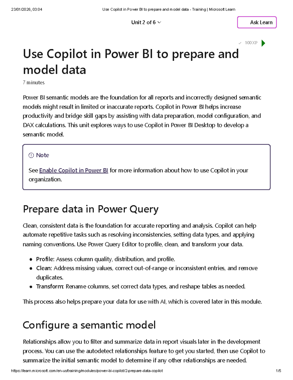 03:04 Training - Using Copilot in Power BI for Data Modeling - Studocu