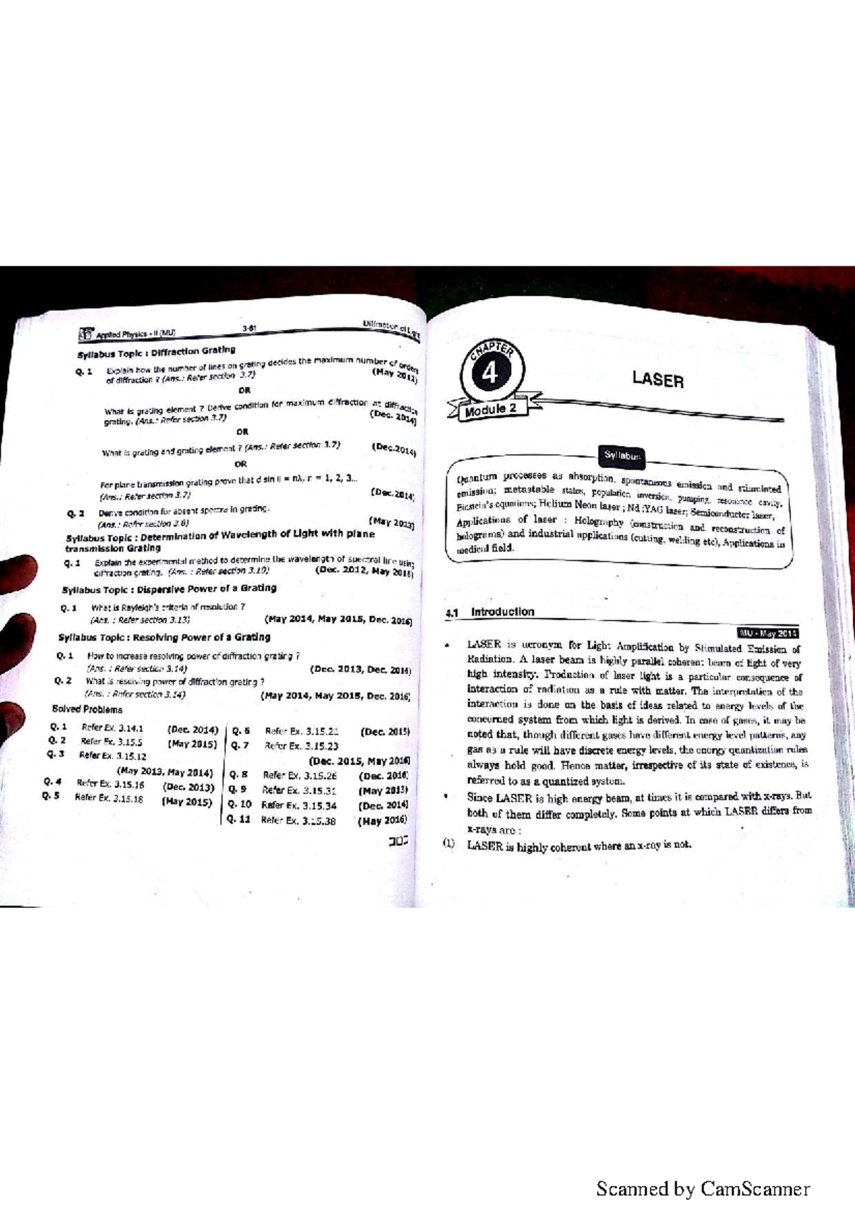 Applied Physics II (MU) Syllabus: Laser and Holography Topics - Studocu