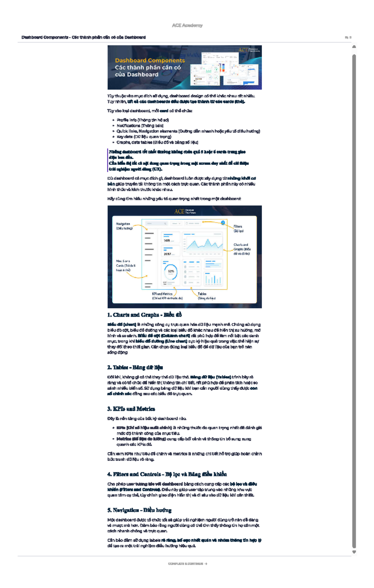ACE Academy Dashboard Components Overview and Design Principles - Studocu