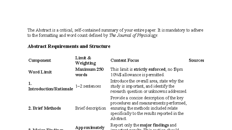 Abstract Guidelines for The Journal of Physiology - Studocu