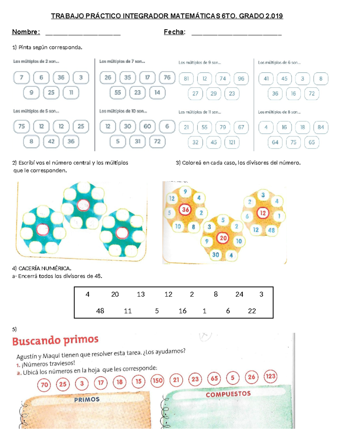 Hoja De Trabajo De Matemáticas Para Sexto Grado Matemáticas Sumas Y