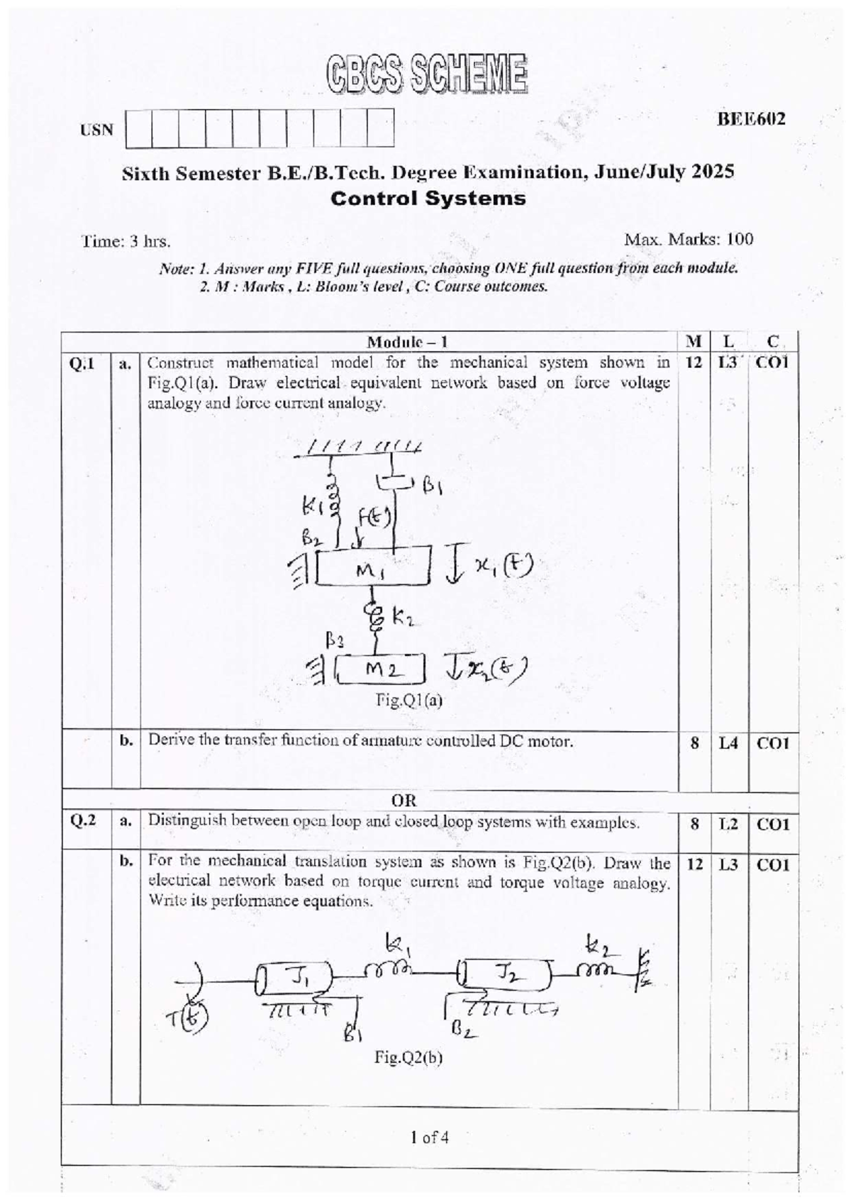 BEE602 Control Systems Final Exam Study Guide - June 2025 - Studocu
