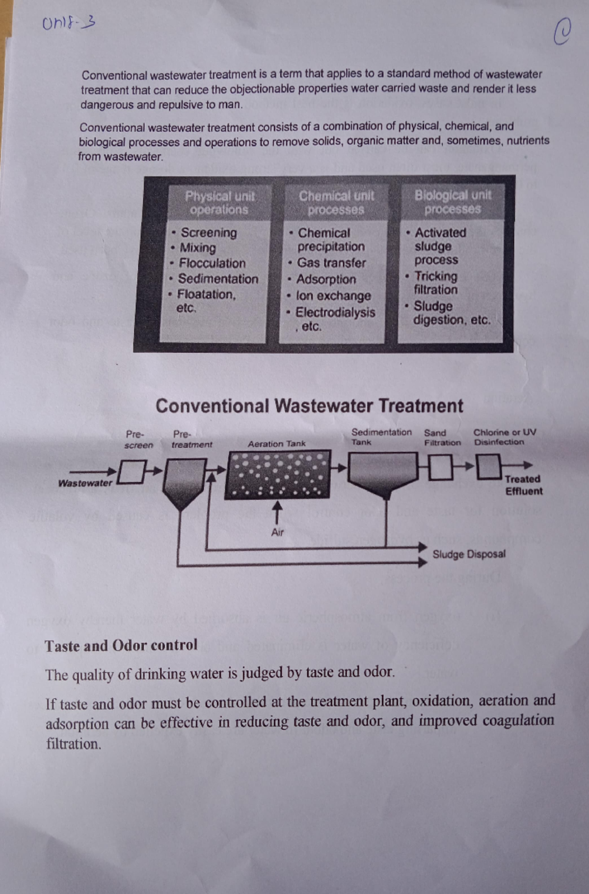 Unit 3 WWT - Conventional Wastewater Treatment Notes - Studocu