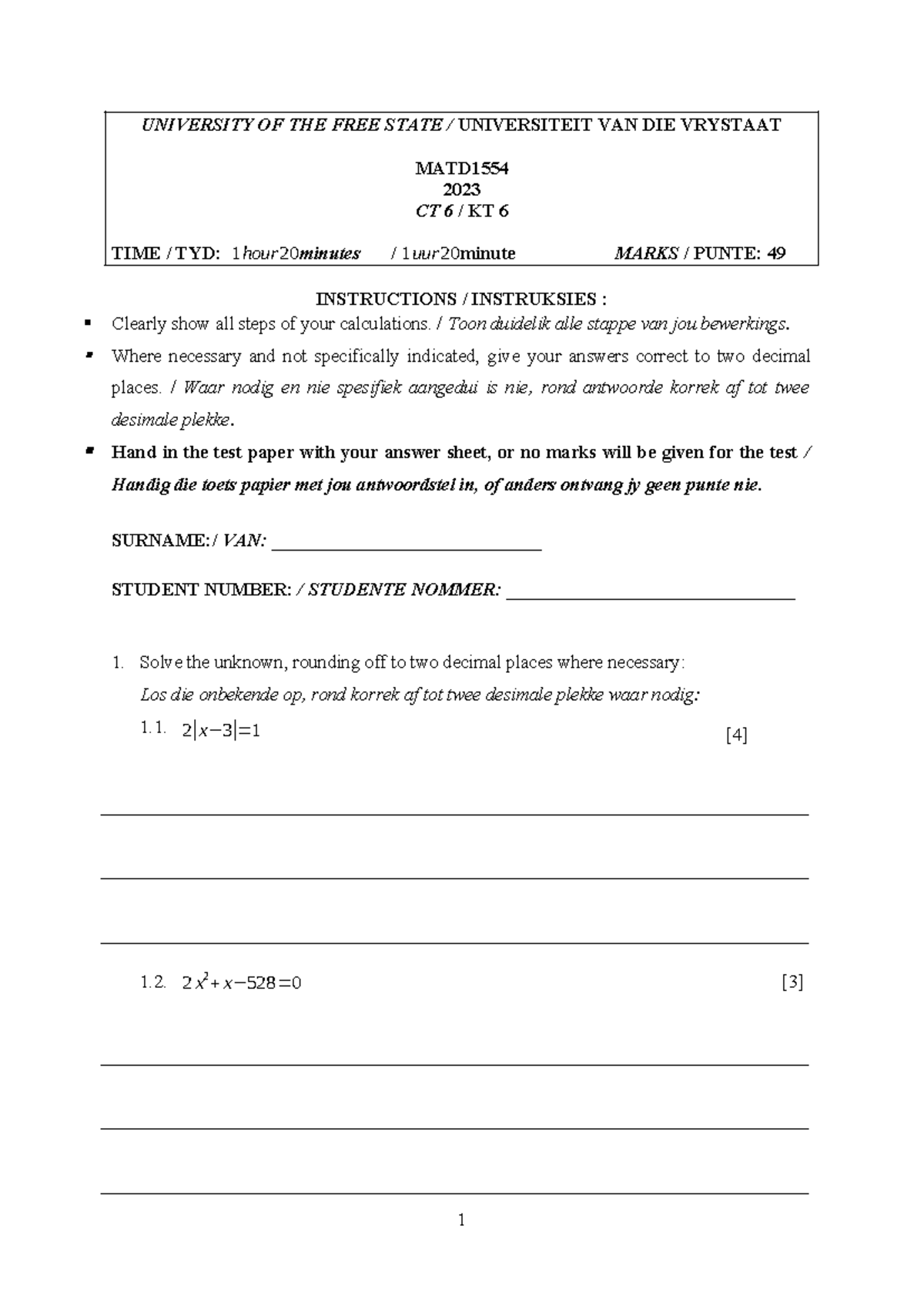 CT6 MATD1554 2023 Midterm Exam: Math Calculations and Graphs - Studocu