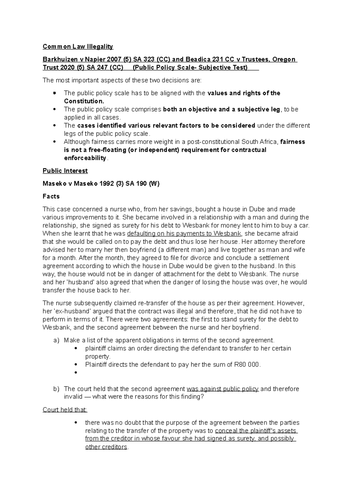 Common Law Illegality: Key Cases & Public Policy Insights (LAW 101 ...