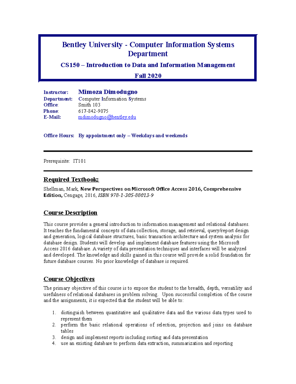 CS 150 - Fall 2020 Course Overview: Data & Info Management - Studocu