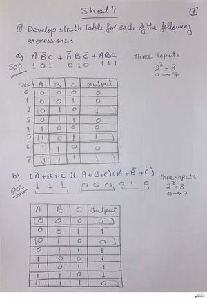 Answer Sheet 3: Boolean Algebra Simplification & Logic Circuits - Studocu