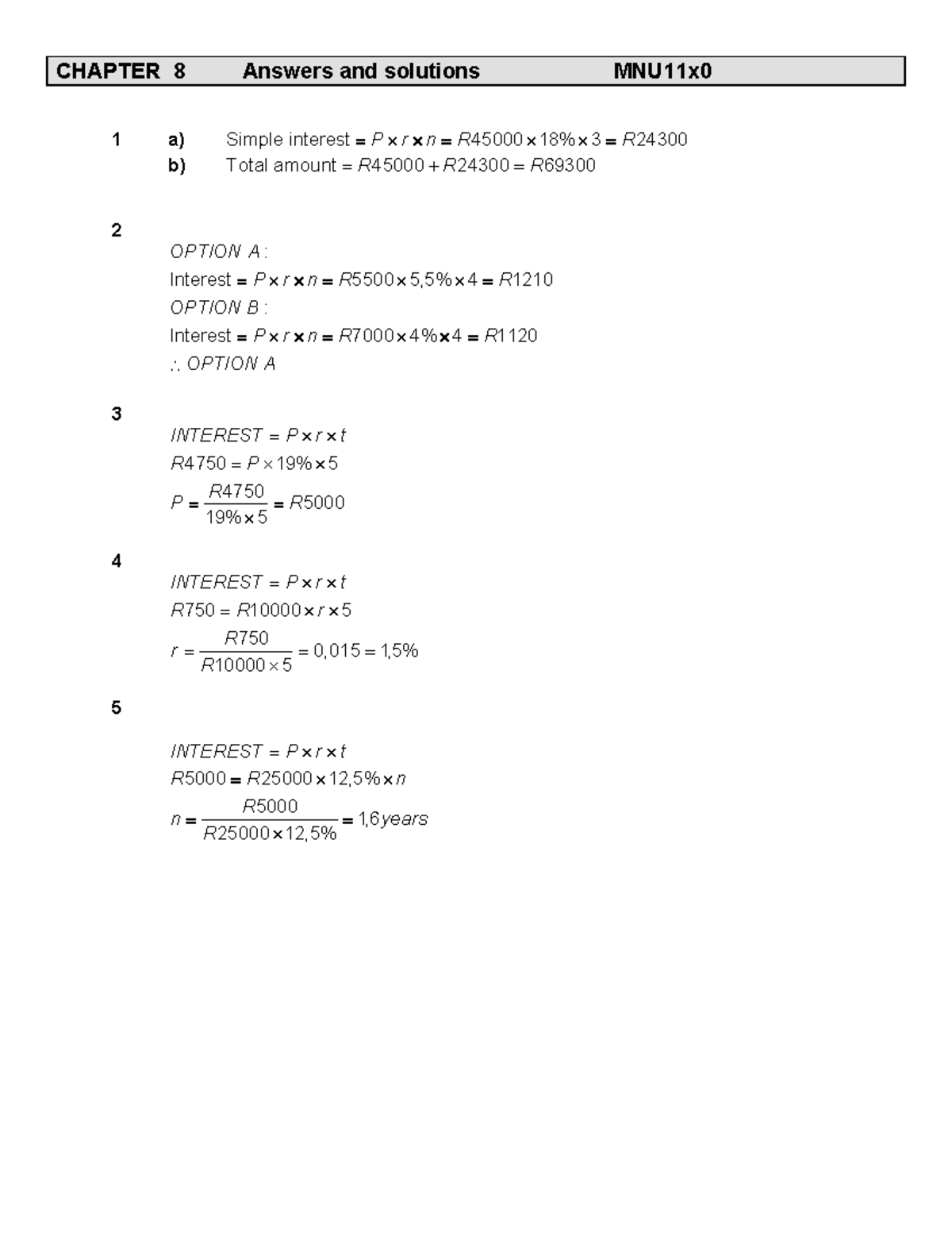 Chapter 8 Answers and Solutions MNU11X0 - CHAPTER 8 Answers and ...