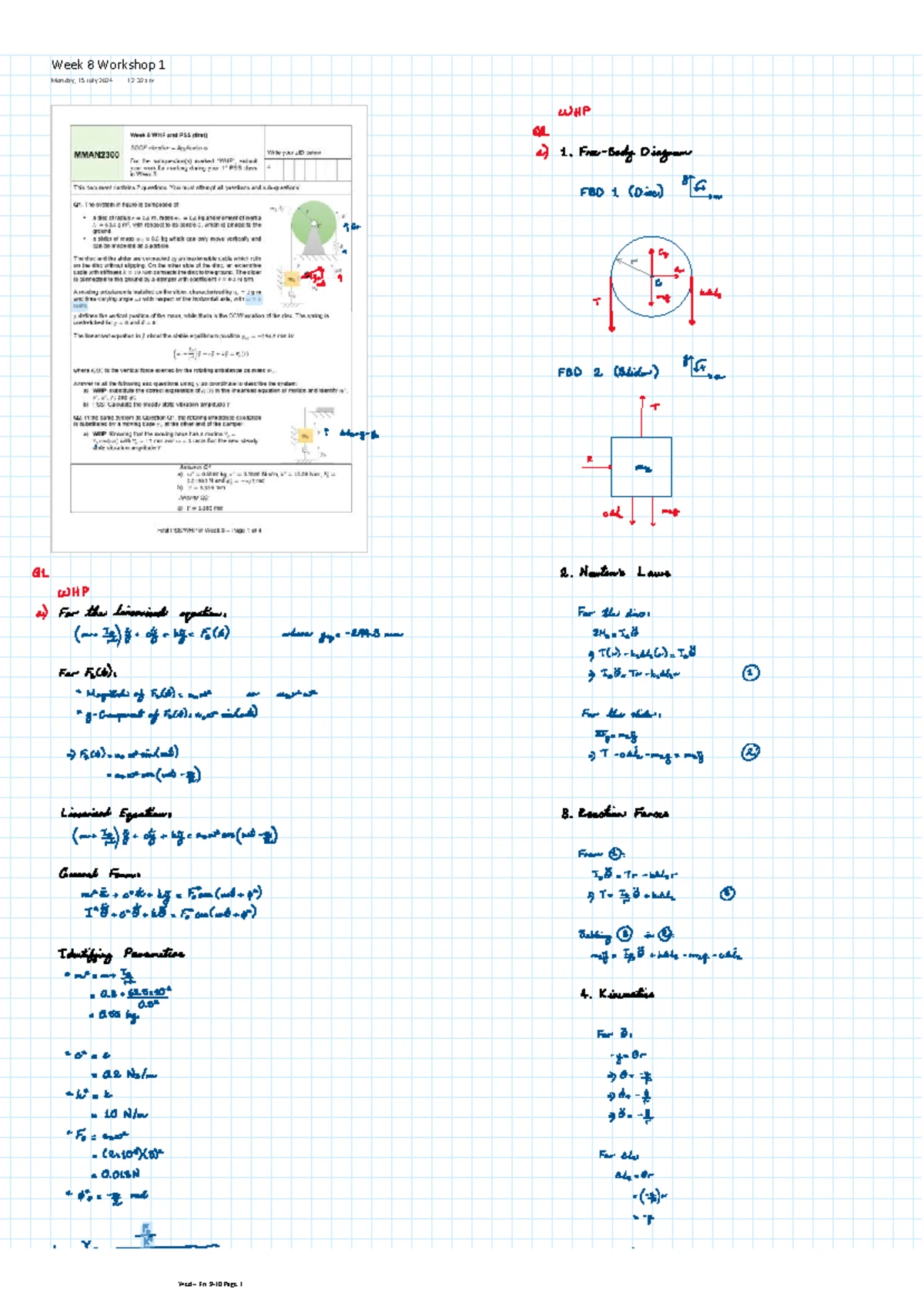 MMAN2300 Engineering Mechanics 2: Part A Equation Sheet - Studocu