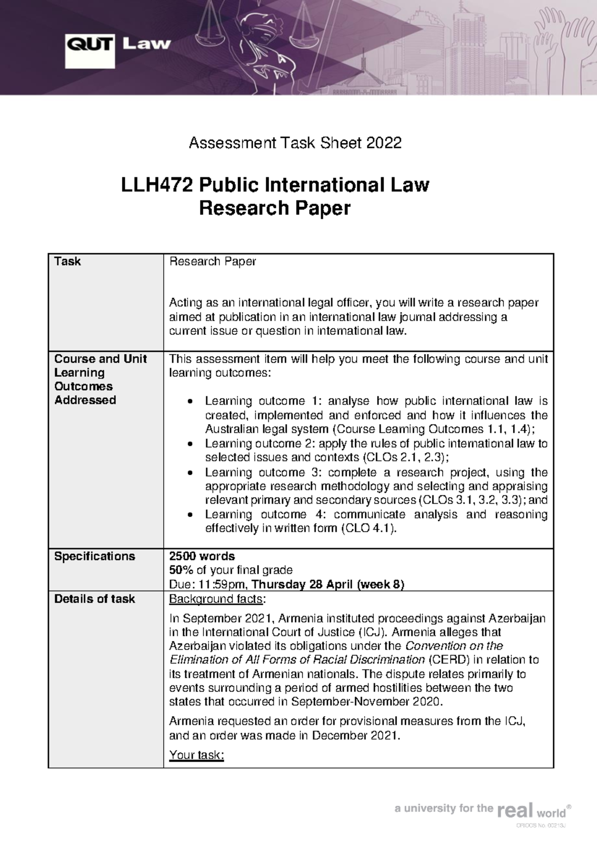 Research Paper Task Sheet Sem 1 2022 - Assessment Task Sheet 2022 ...