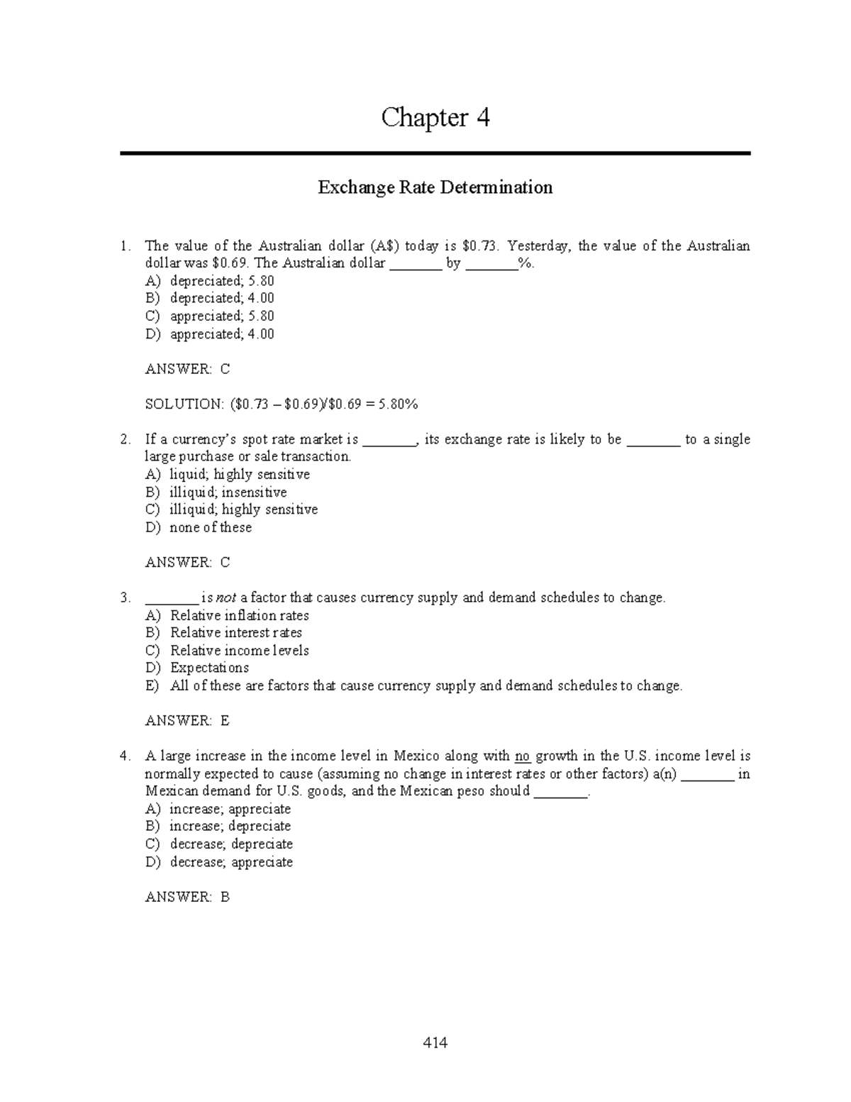 Chapter 4: Exchange Rate Determination - Key Concepts and Solutions ...