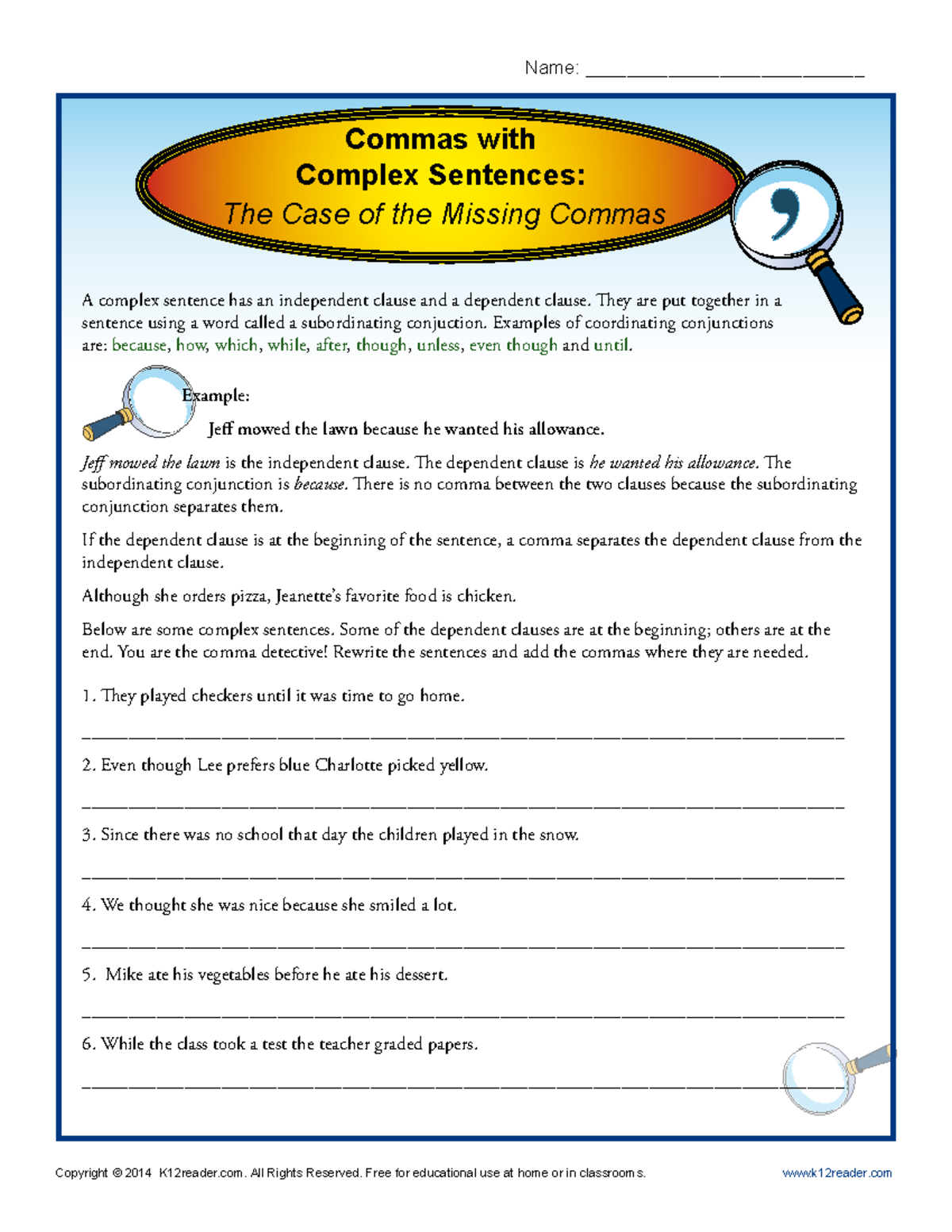 Commas in Complex Sentences: Understanding Usage and Examples - Studocu