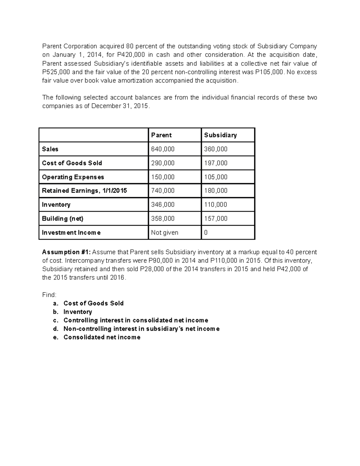 Intercompany Transactions and Sales Analysis (BUS 301) - Document Preview