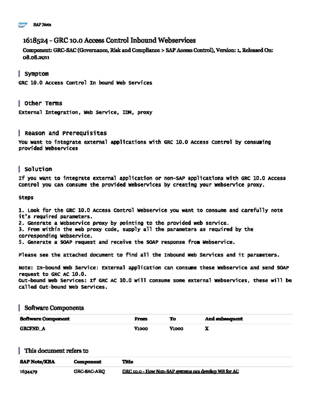 GRC 10.0 Access Control Inbound Webservices Guide (SAP Note 1618524 ...