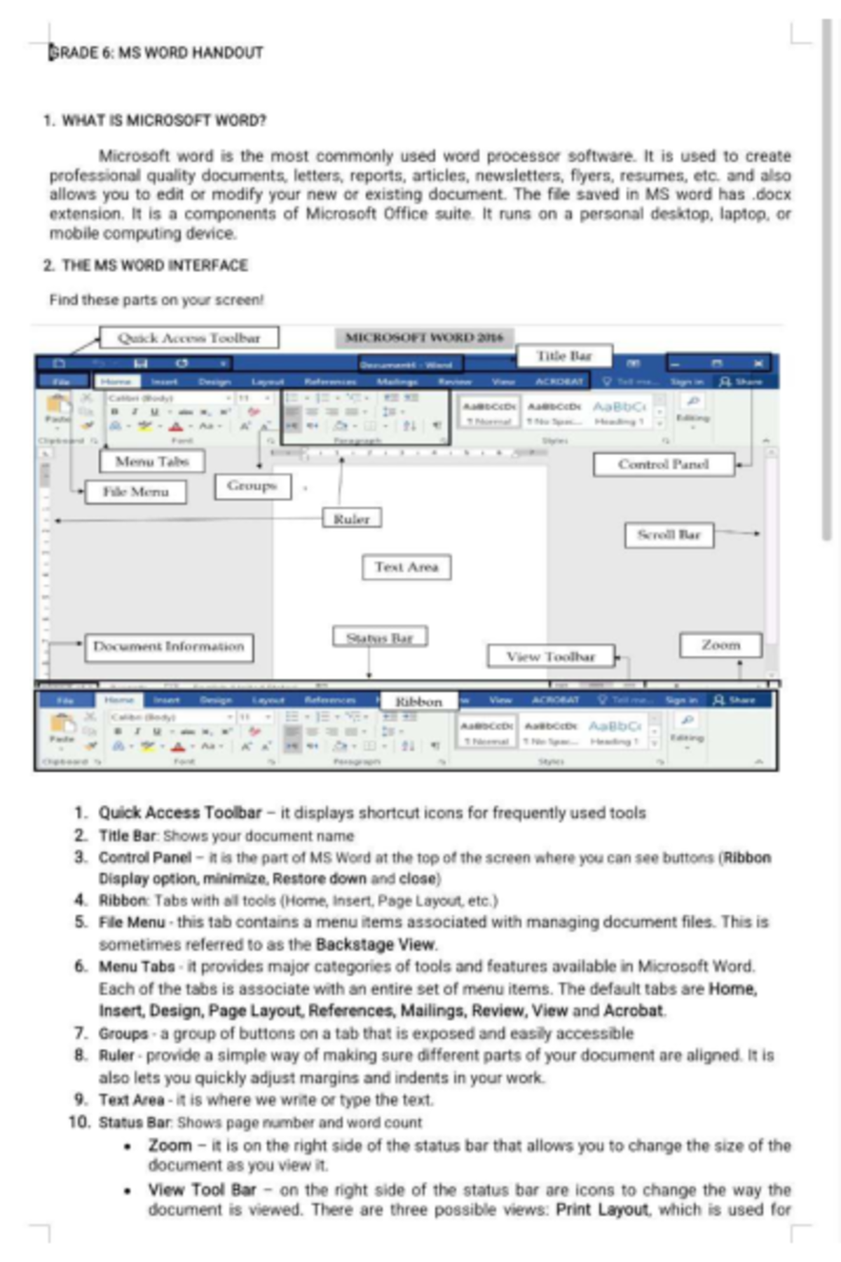 MS WORD HANDOUT 6: Introduction to Microsoft Word Features - Studocu