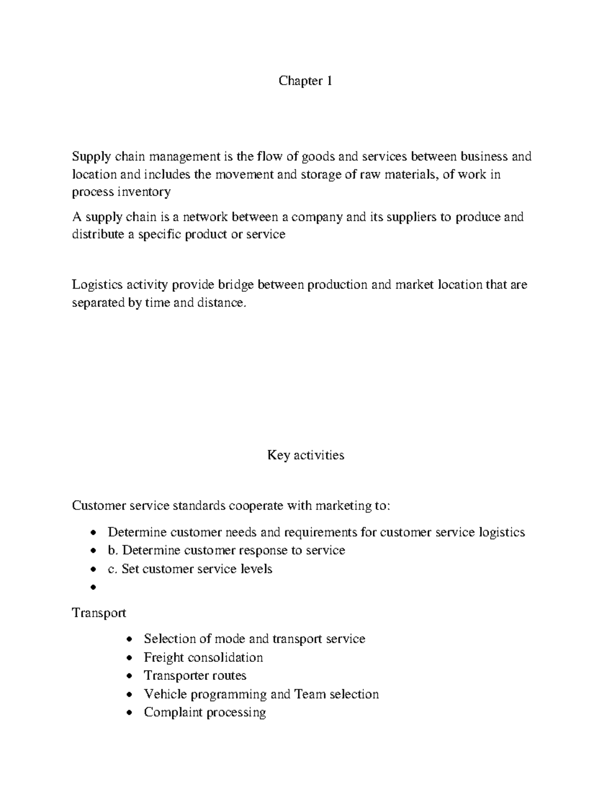 SCM 101 - Chapter 1 & 2 Notes on Supply Chain Management Concepts - Studocu