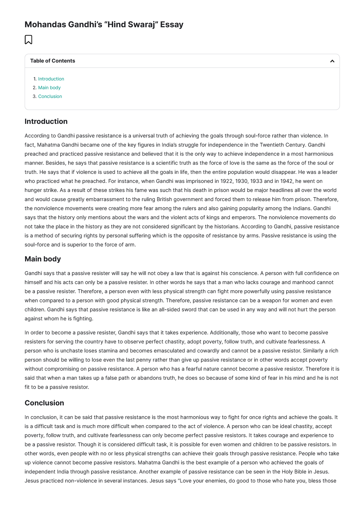 Mohandas Gandhi's Hind Swaraj: Essay Analysis and Insights - Studocu