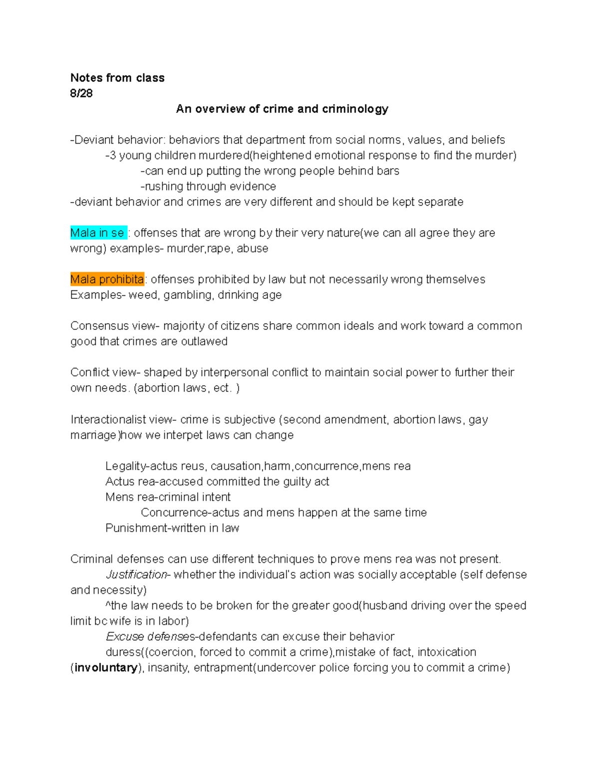CJ 101: Class Notes on Theories, Victimology, and Crime Trends - Studocu