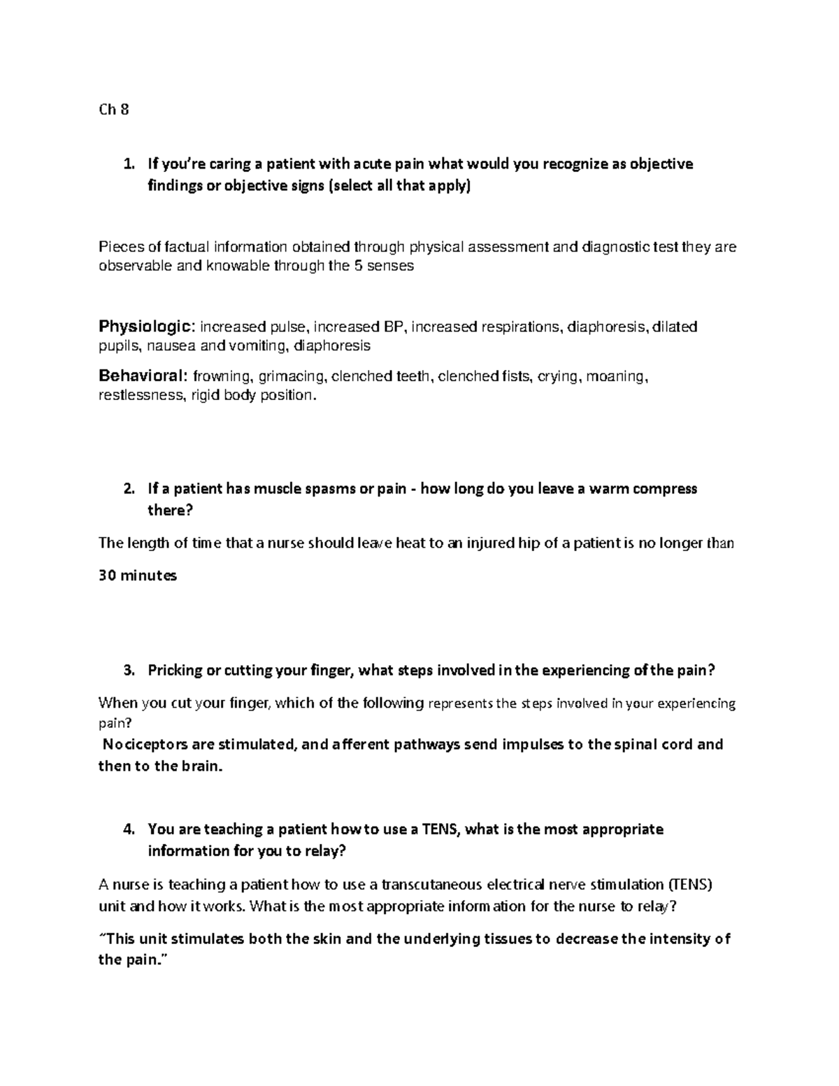 MS- Q3 - Med Surg Quiz 3: Pain Assessment & Management Insights - Studocu
