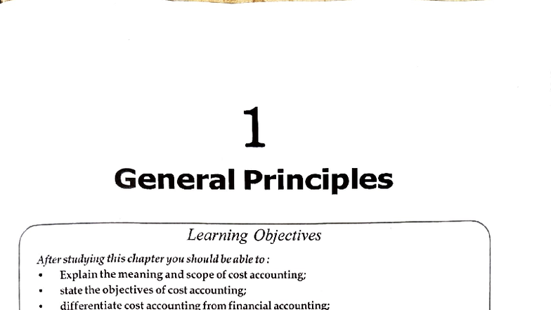 Cost Accounting Principles and Practices: Chapter 1 Overview - Studocu