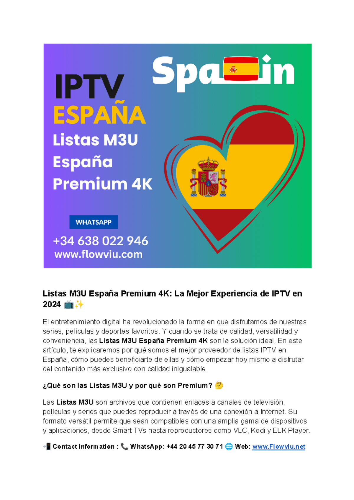 Listas M3U España Premium 4K - Listas M3U España Premium 4K: La Mejor  Experiencia de IPTV en 2024 📺✨ - Studocu