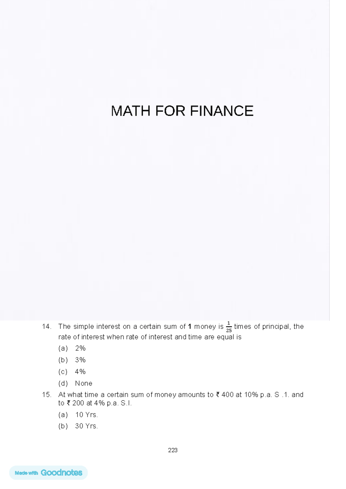 MATH 101: Finance Test Questions and Solutions - Studocu