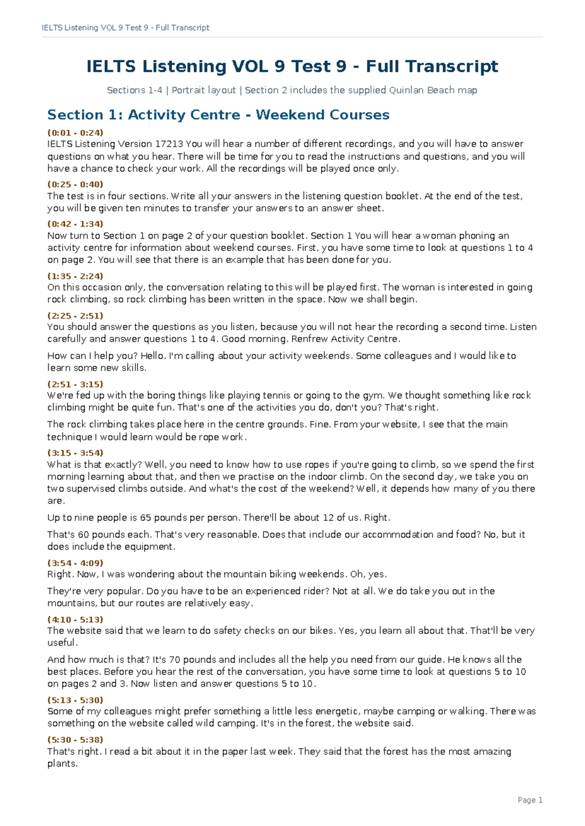 IELTS Listening VOL 9 Test 9 Full Transcript - Revised Edition - Studocu