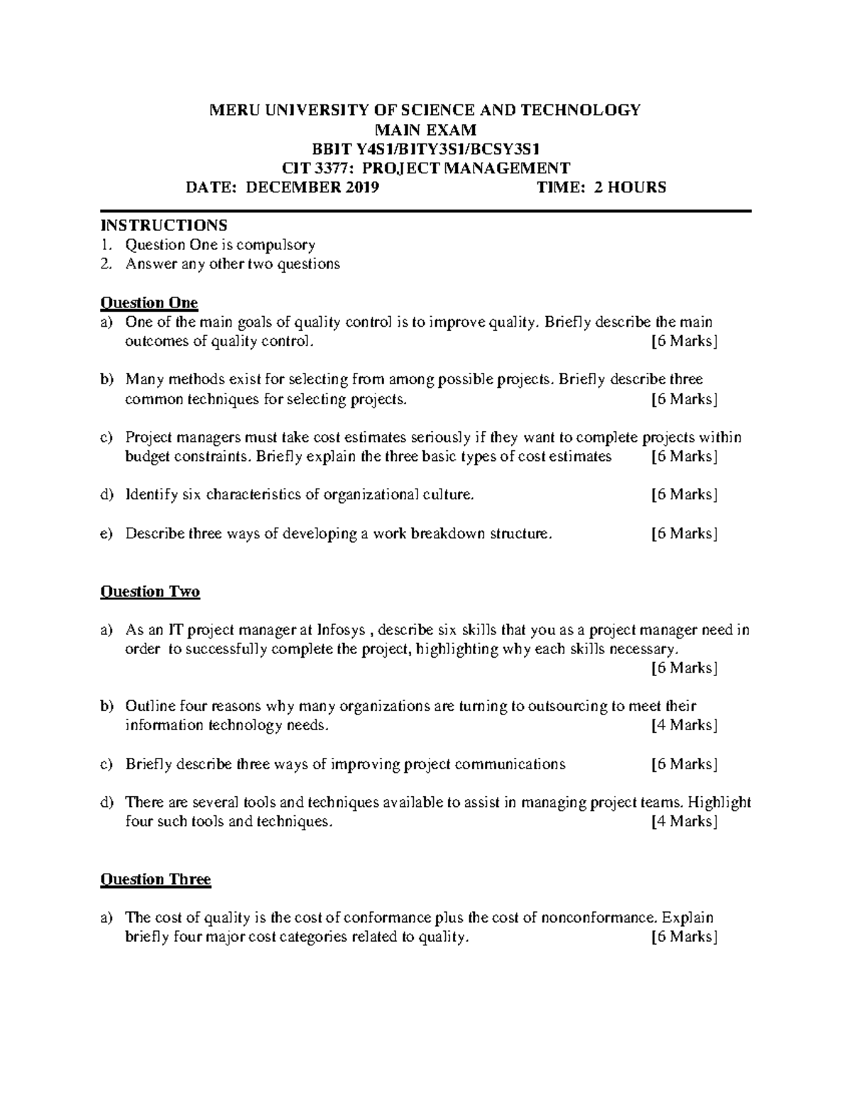 CIT 3377 Final Exam: Project Management Overview and Key Concepts - Studocu